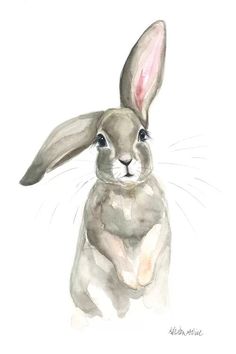 a watercolor painting of a bunny rabbit