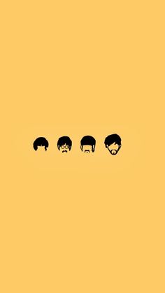 the beatles are silhouetted against an orange background, with black hair and beards