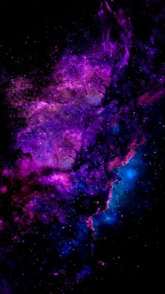 the purple and blue space is filled with stars