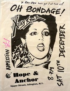 Xray Spex at Hope & Anchor, Sat December 10th. Punk Artwork, Promo Flyer, British Punk, Dark Wave, Arte Punk