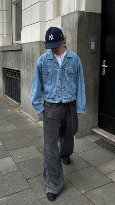 #streetwear Canvas Jacket Outfit, Blue Denim Jacket Outfit, Letterman Jacket Outfit, Denim Jacket Men Outfit, Boyfriend Dress, Blue Jeans Outfit Men, Fits Check, 750 Amazon Gift Card