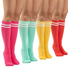 PRICES MAY VARY. 80% Cotton, 20% Elastase Imported Pull On closure Machine Wash Casual Stretch Socks For School, Trendy Knee-high School Socks, Trendy Sports Socks For Spring, Casual School Socks For Spring, Casual Socks For School In Spring, Sports Cotton Socks, Casual Pink Hosiery, Girls Knee High Socks, Striped Knee High Socks