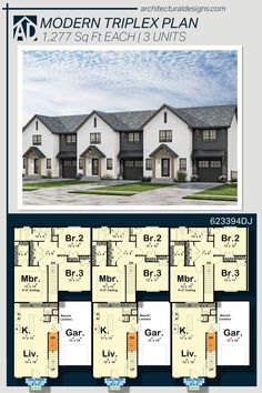 two story house plans with multiple levels and lots of rooms in each floor plan, including the