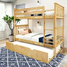 Sleep more, save space. Our Classic Twin over Twin Bunk Bed Bed + Trundle sleeps three in one incredibly versatile design. Crafted with solid, knot-free New Zealand pine wood, this bed offers superior strength and durability. The beautiful, low VOC finishes contribute to a clean and healthy home. Each sleeping surface on the Bunk Bed bed is paired with a strong plywood slat roll and a metal support bar to provide each a high, 400 lb. weight capacity. The included twin-size trundle bed provides a Wooden Bunk Bed, Bunk Bed Ladder, Adult Bunk Beds, Queen Bunk Beds, Solid Wood Bunk Beds, Bunk Bed Loft, Twin Over Twin Bunk Bed, Twin Over Full Bunk Bed, Space Saving Beds