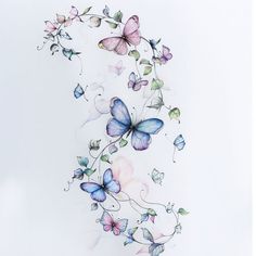 Vine Tattoo Artistic Design Hip Thigh Tattoos Butterfly, Flower And Vine Tattoo, Vine Tattoo Design, Tattoo Artistic, Flower Vine Tattoos, Lamp Tattoo, Unique Butterfly Tattoos, Buddhist Tattoo, Vine Tattoo