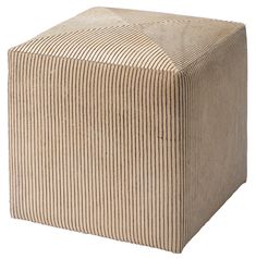 a square foot stool with stripes on it