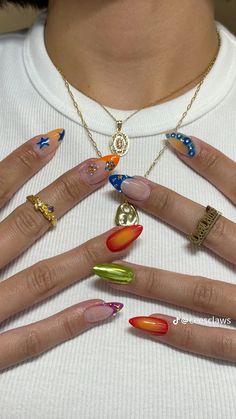 Eclectic Nail Designs, Japan Nails Design Tokyo, Japan Inspired Nails, Tokyo Nails, Mix And Match Nails, Girls Nail Designs, Chic Nail Art, Airbrush Nails