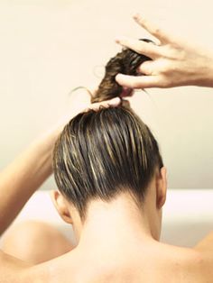 For a few happy days of flyaway-free hair, put wet hair into a bun and let it dry: The bun compresses all the cuticles, says Josh. Comb a smoothing cream through wet hair, then coil it up and twist it around itself into a knot. To fix it in place, we love Goody's Spin Pins ($6.29 for two); just screw one in at the top of the bun, one up from the base, and boom — you're done. Wavy Hair Without Heat, Air Dried Hair, Vintage Hairstyle, Hair Tricks, Hair Without Heat, Top Knot Bun, Amazing Hairstyles, The Bun, Hair Knot