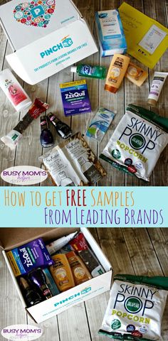 the contents of a beauty box with text overlay that says how to get free samples from leading brands