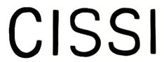 the word cissi written in black on a white background