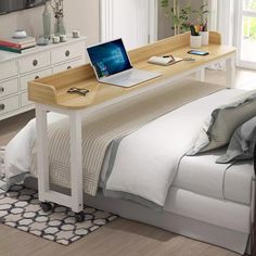 Bed Table, Bed Desk, Woodworking Ideas, 인테리어 디자인, Home Bedroom, Home Deco, Bedroom Interior, Home Projects, Home Interior Design