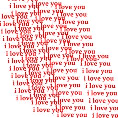 the words i love you written in red on a white background