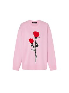 MO&Co. Women's Rose Embroidered Wool Sweater Features : - Embroidered and jacquard rose pattern- Loose fit, drop shoulder, ribbed straight hem- 100% warm wool Code: MBC1SWTT07The back length of size S is 62.5cmMATERIALS & CARE Material: 100% WoolNot water wash, do not bleachDry flat in the shade, do not tumble dryLow temperature iron, professional dry cleaningPlease select your own size in the size chart according to your figure and serve model size as a guideline. Embroidered Wool, Beige Sweater, Sweater Pullover, Rose Pattern, Pink Sweater, Wool Sweater, Wool Sweaters, Drop Shoulder, Loose Fitting