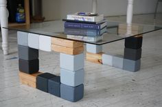 Handcrafted 'Shades of Grey' coffee table with a tempered glass 30"x30" top. 14" high, perfect for most couches. Made in Brooklyn by boutique and custom furniture design studio TERMITE CANDY (@termitecandynyc) Made with Douglas Fir 4x4s, each cube lovingly sanded and painted with 18 grey hues.  Delivery available in NYC (and also will ship to you). Message with any Q's!  Follow @termitecandynyc on insta for more :) PS we do commissions as well! Grey Coffee, Grey Shades, Custom Furniture Design, Douglas Fir, Handmade Furniture, Coffee And End Tables, Shades Of Grey, Custom Furniture, End Tables