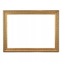 an empty gold frame on a white background