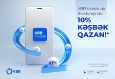 an advertisement for mobile phones with the message abb mobile phone 10 % kerspek qazn