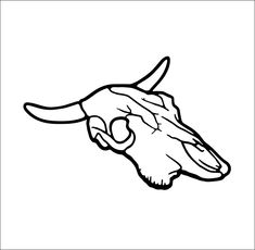 a drawing of a cow's head with long horns