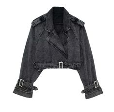 FREE SHIPPING ON ALL ORDERS OVER $50 | 100% SATISFACTION GUARANTEED Click "ADD TO CART" To Get Yours Now | Up To 60% OFF✨ Add a touch of timeless style to your wardrobe with our Women's Vintage Denim Jacket. This classic piece features a lapel notched collar, a chic hem buckle belt, and a tailored fit, making it perfect for adding a bit of edge to any outfit. Crafted from high-quality denim, this jacket is both durable and stylish, offering a versatile look that can be dressed up or down. Featur Breast Sizes Chart, Denim Biker Jacket, Denim Trench Coat, Lapel Coat, Style Français, Retro Motorcycle, Trendy Jackets, Jacket Denim, Denim Patterns