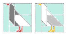 three different angles are shown in the same color and pattern, one is yellow, the other is blue