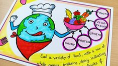 Nutrition Day Poster Ideas, World Health Day Activity For Kids, My Health My Right Drawing, Healthy Food Habits Poster, Eat Healthy Stay Healthy Poster Drawing, World Food Day Poster Drawing, Balanced Diet Drawing, Healthy Eating Poster Drawing, Health Related Drawings