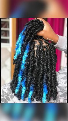 Weave Aesthetic, Hairstyle Suggestions, Blue Braids, Birthday Hairstyles, Faux Locs Hairstyles, Braids Hairstyles Pictures