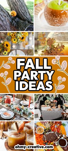 a collage of fall party ideas