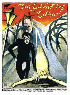 an old movie poster from the 1950's shows a man being held up by a demon