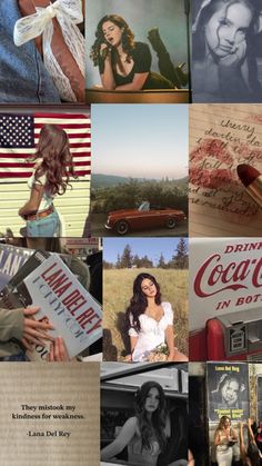 collage of photos with coca cola and other things in them, including an american flag