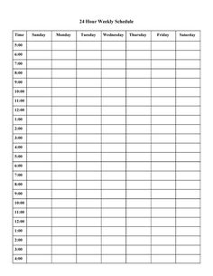 the printable weekly schedule is shown in black and white