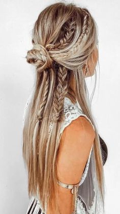 Ways To Wear Braids, Braids Bun, Boho Hairstyle, Viking Hair, Hair Homecoming, Hairstyles Easy, Easy Hairstyles For Long Hair, Wedding Hair And Makeup