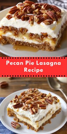 pecan pie lasagna recipe on a white plate