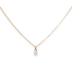 A dainty stone and delicate metallic chain are combined to create this Gold Pendant Necklace in moonstone, your new favorite wear-anywhere accessory.   The birthstone for the month of June is Moonstone. This iridescent gemstone represents inner clarity, cyclical change, and a connection to the feminine.  Authentic moonstone stone; Made of 14K gold plated sterling silver.   Hypoallergenic, nickel, and lead-free; Tarnish resistant. H2O sensitive, recommend taking off during shower or swimming. Month Of June, Romantic Jewellery, Moonstone Stone, June Birthstone, June Birth Stone, Birthstone Necklace, Watch Necklace, Gold Pendant Necklace, Necklace Sizes