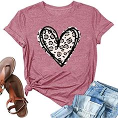 Teacher valentine's day shirts #teacherstyle #valentinesday Oversized Tee Shirt, Leopard Shirt, Heart Rose, Leopard Print Shirt, Valentine Shirt, Valentine T Shirts, Heart Shirt, Valentines Day Shirts, Love Shirt