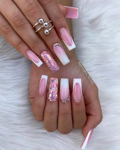 Pink And White Nails, Ballet Nails, Nagel Tips, Nails Polish, Ballerina Nails, White Nail