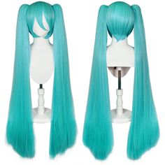 PRICES MAY VARY. ♥♥We have designed the Green wig according to anime for cosplay. Green wigs are made of top quality imported heat resistant synthetic fiber, very soft and comfortable when you wear it. ♥♥The color as picture shows.The cosplay wig may vary due to inherent manufacturing variation or your computer monitor color settings.But 95%~99% are similarity to cosplay costume and anime characters. ♥♥The pakage will including 1 Long Straight Wig + 1 Free Wig Cap ♥♥Any occasions can be make up Orange Green Hair, Hatsune Miku Wig, Miku Wig, Miku Cosplay Wig, Cosplay Miku, Green Wigs, Wig Design, Green Cosplay, Kawaii Wigs