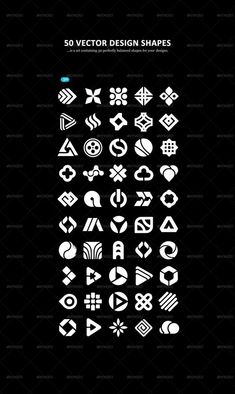 a black and white poster with different shapes