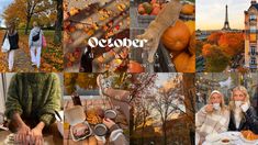 a collage of photos with people and pumpkins in the fall, from left to right