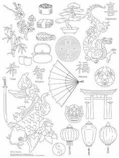 Asian Inspiration, Japon Illustration, Chinese Symbols, Japanese Tattoo Art, Japanese Embroidery, Tattoo Flash Art, Crewel Embroidery, Flash Art, Japanese Tattoo