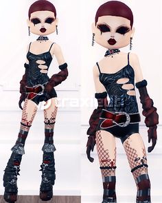 an animated image of a woman in gothic garb and boots with chains on her waist