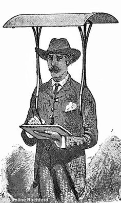 an old black and white drawing of a man holding a tray