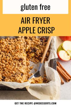 Apple Crisp in a baking pan on the tray Thanksgiving Apple Crisp, Fried Dessert, Apple Crisp Easy, Apple Crisp Recipes, Winter Desserts, Cooked Apples, Apple Filling, Air Fryer Healthy, Crisp Air