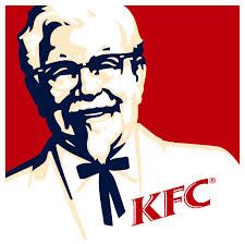 an old man wearing glasses and a bow tie with the words kfc on it