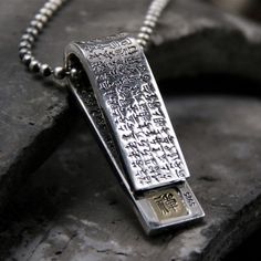 Engraved Pendant Necklaces, Spiritual Silver Necklace For Everyday Use, Rectangular Silver Necklaces For Everyday Use, Silver Rectangular Necklace For Everyday, Everyday Silver Rectangular Necklace, Mens Jewelry Pendants, Silver Jewelry For Men, Mens Sterling Silver Jewelry, Handwriting Necklace Custom