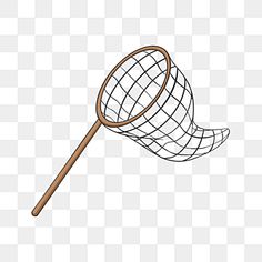 a wire mesh basket with a wooden handle on a white background, transparent png