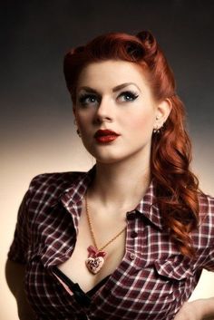 Red Hair Red Lips, Moda Pin Up, Retro Hairstyles