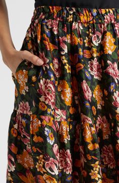 Carefully tucked pleats bring graceful movement to this flowy tie-waist maxi covered in delightful blooms. 38 1/2" length (size Medium) 100% cotton Dry clean Imported Floral Skirts, Nordstrom, Graceful Movement, Printed Ties, Secret Garden, Maxi Skirt, Floral Print, Dry Clean, Floral Prints