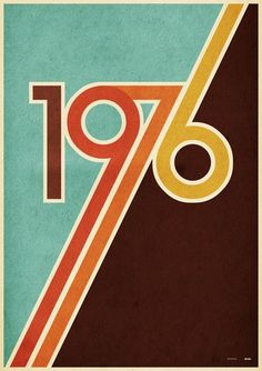 an old poster with the number seventy seven on it's side and two different colors