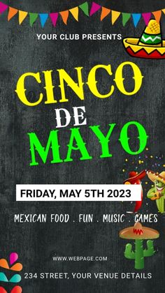 the cinco de mayo flyer is shown