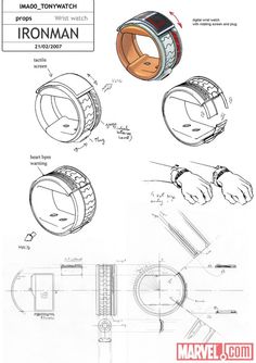 a drawing of an ironman watch with instructions to make it look like it is being used