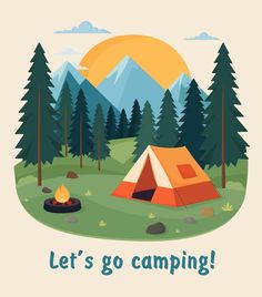 Camping Map Illustration, Camping Illustration Graphics, Camping In Nature, Forest Tent, Poster Website, Tent Illustration, Camping Animals Illustration, Camping Vector Illustration, Camping At Night Illustration